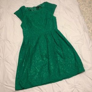 Forever 21 Green Lace Cap Sleeve Mini Dress